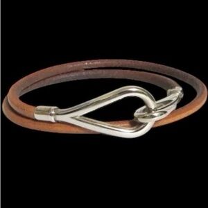 Hermes Brown Silver  Double Tour Wrap Bracelet